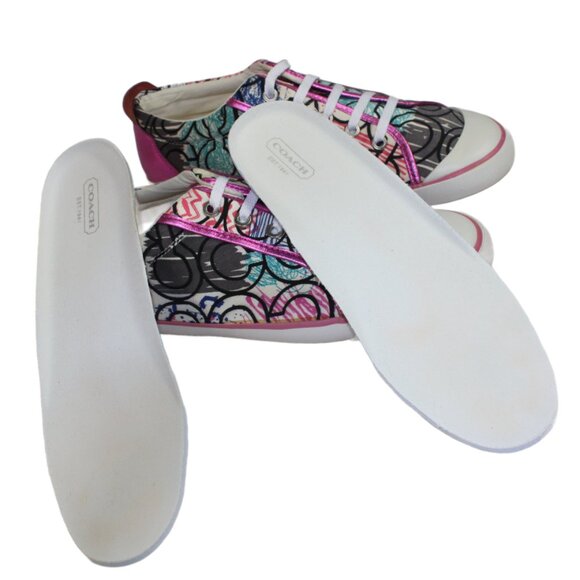 Coach Barrett Graffiti Abstract Op Art Logo Metallic Pink Low Sneaker, Size 10 - Picture 10 of 12